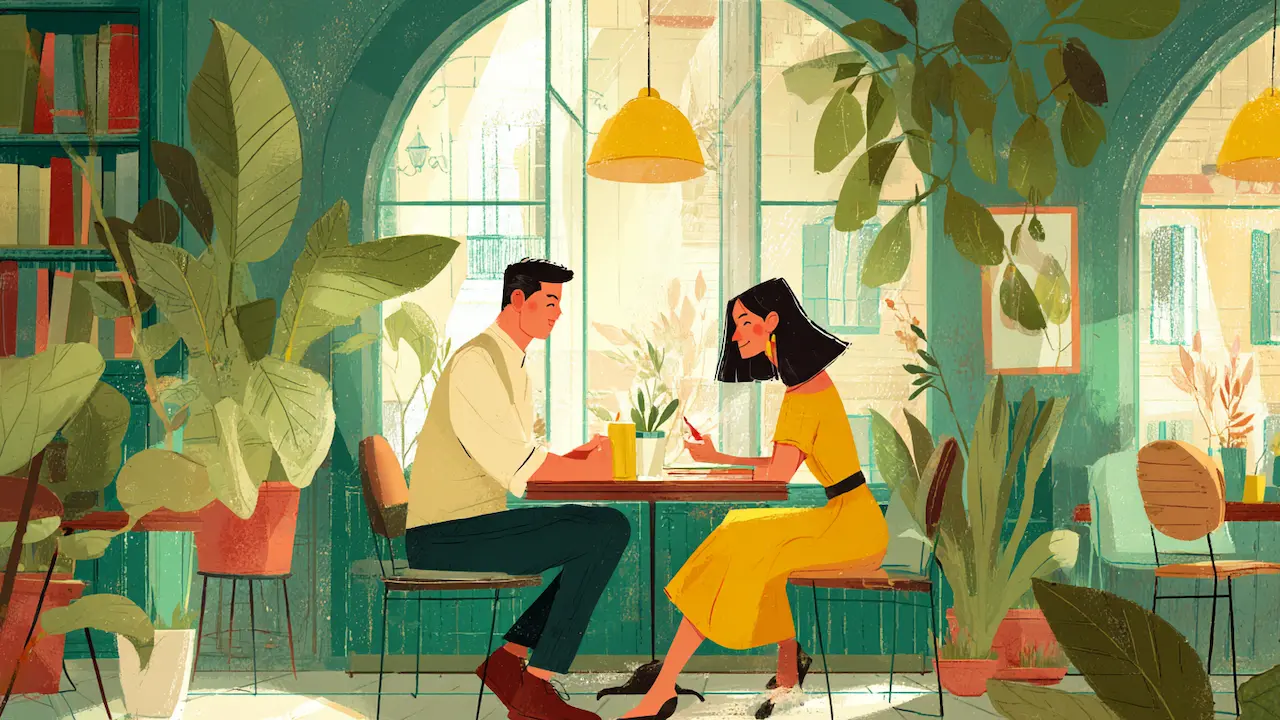 穏やかに対話しているカップル