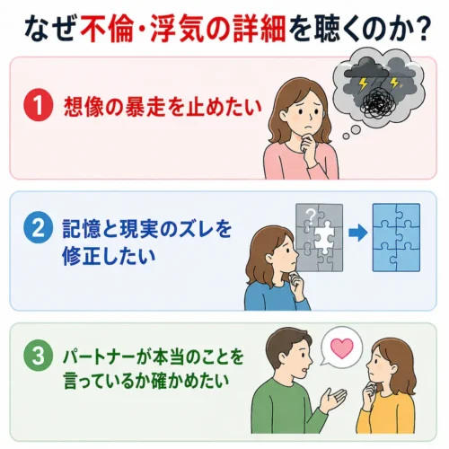 なぜ不倫・浮気の詳細を聴くのか