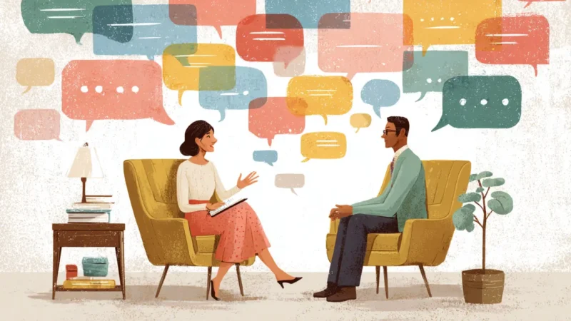 傾聴しているシーン