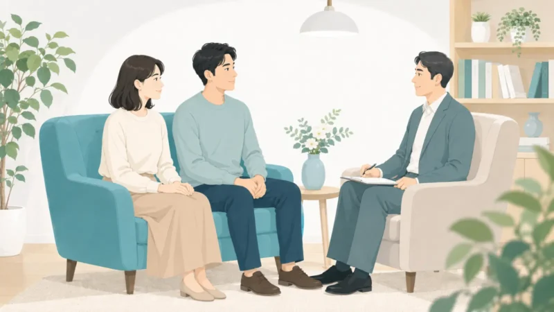 夫婦カウンセリングでカウンセラーと話す夫婦